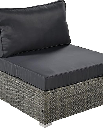 Patio 7-Piece Set, Half-Moon Curved Sectional Sofa Outdoor Rattan Furniture with Ottoman and No-Slip Cushions for Balcony, Porch, Garden, Zc-Grey - LeafyLoom