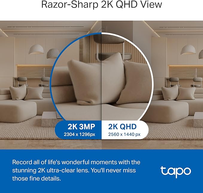 TP-Link Tapo 2K QHD Pan/Tilt Security Camera for Pet Camera, Baby Monitor, Motion Detection, Motion Tracking, 2-Way Audio, Night Vision, Cloud &SD Card Storage, Works w/Alexa & Google Home(Tapo C220) Tapo