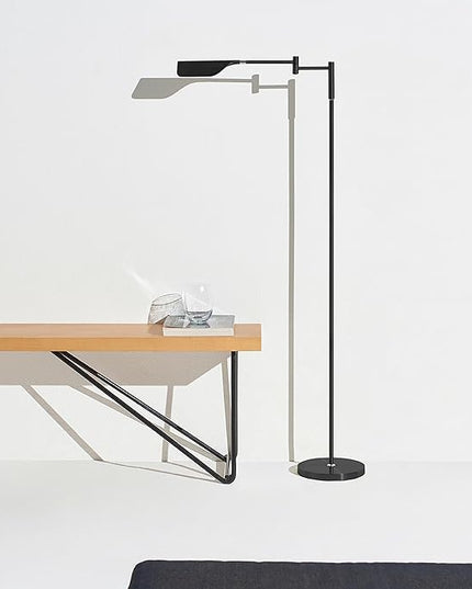 Brightech Leaf Pharmacy LED Reading Lamp, Dimmable Floor Lamp with Easy Rotation over Chair or Desk for Living Rooms & Offices, Adjustable Standing Lamp, Tall Lamp for Sewing & Craftwork - Jet Black - LeafyLoom