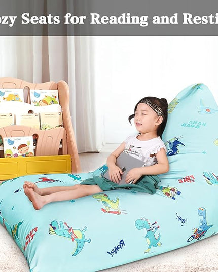 Jorbest Stuffed Animal Storage, Dinosaur Bean Bag Chair, Stuffed Animal Storage Bean Bag Chair for Kids and Adults, Dinosaur Bean Bag for Boys and Girls - Cover ONLY (Dinosaur 200L/52 Gal) - LeafyLoom