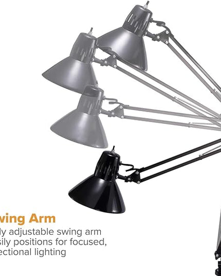 Bostitch Office VLF100 LED Swing Arm Desk Lamp with Clamp Mount, 36" Reach, includes LED Bulb,Black - LeafyLoom
