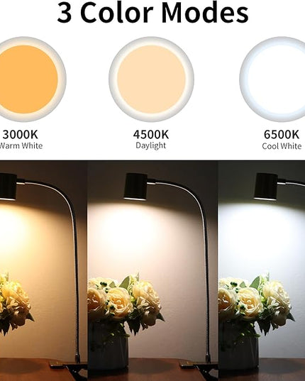 Dott Arts Desk Lamp,USB Clip On Light with 3 Color Modes,LED 10 Levels Brightness Reading Lamp, 360° Gooseneck Book Light,Eye-Care Reading Light for Home Office,Headboards Gold - LeafyLoom