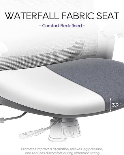 Ergonomic Mesh Office Chair, Mid Back Computer Executive Desk Chair with 3D Armrests, Slide Seat, Tilt Lock and Lumbar Support-Black/Grey - LeafyLoom