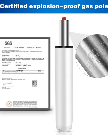 Premium Office Chair Cylinder Replacement - Universal Heavy-Duty Class 3 Hydraulic Piston with 1000lbs Load Capacity - Designed to Elevate Your Office Experience (White, Gas Lift) - LeafyLoom