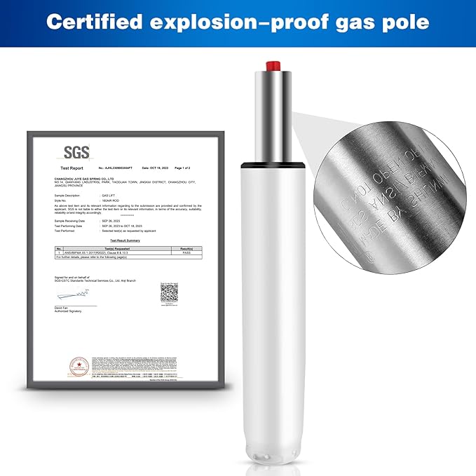 Premium Office Chair Cylinder Replacement - Universal Heavy-Duty Class 3 Hydraulic Piston with 1000lbs Load Capacity - Designed to Elevate Your Office Experience (White, Gas Lift) - LeafyLoom