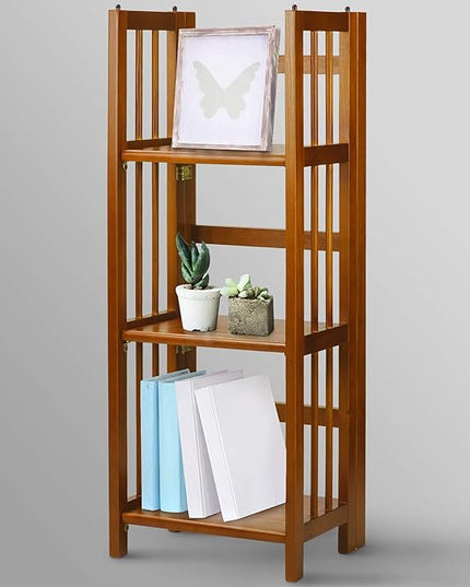 Casual Home 3-Shelf 14" Wide Folding Bookcase, Honey Oak (New) - LeafyLoom