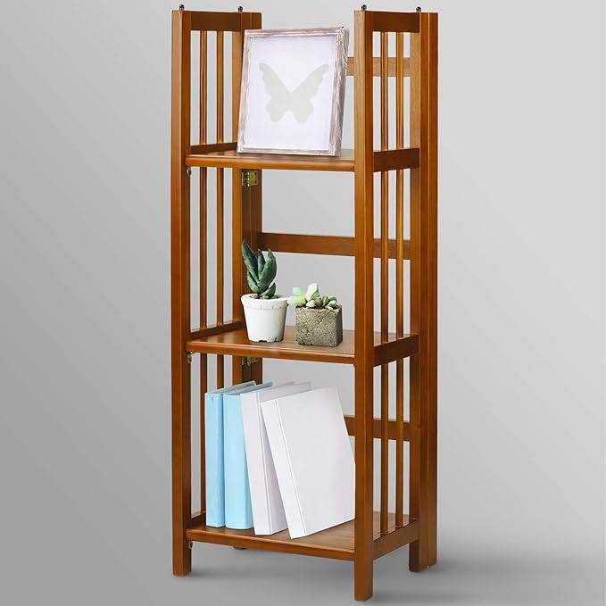 Casual Home 3-Shelf 14" Wide Folding Bookcase, Honey Oak (New) - LeafyLoom