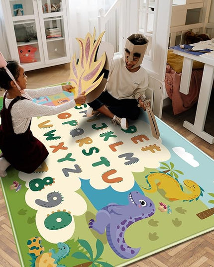 Kids Rug for Playroom,78.7 X 59 Inch Dinosaur Kids Play Mat ABC Classroom Rug,Non-Slip Cute Alphabet Rug Soft Kids Floor Mats Carpet,Toddler Baby Playroom Mat for Kids Room Classroom Playroom - LeafyLoom