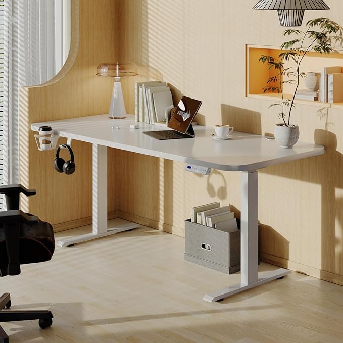 Large 63Inch Electric Standing Desk Height Adjustable, Sit Stand up Desk Home Office Computer Ergonomic Desk Memory Preset with Pencil Tray… - LeafyLoom