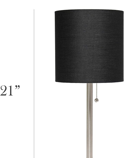 Simple Designs LT1076-BNB Tapered Fabric Drum Shade Table Lamp, Brushed Nickel and Black - LeafyLoom