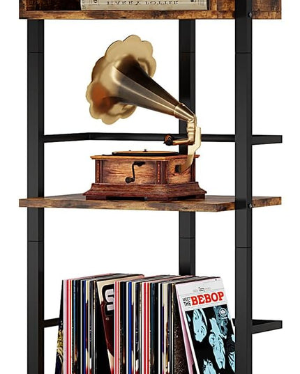 Bookshelf 5-Tier Book shelf - Narrow Wood Bookcase Tall Corner Book Shelves Storage Organizer Display Book Rack for Living Room Bedroom Office Home (Rustic Brown) - LeafyLoom