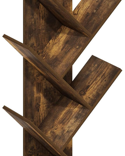 Furinno Tree Bookshelf 5-Tier Floor Standing Tree Bookcase, Amber Pine - LeafyLoom
