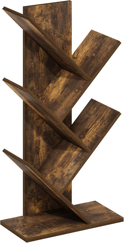 Furinno Tree Bookshelf 5-Tier Floor Standing Tree Bookcase, Amber Pine - LeafyLoom