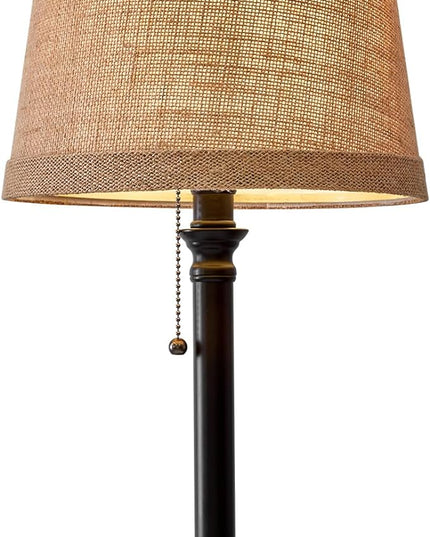 Oneach 19.5" Small Table Lamp for Bedroom - Bedside Lamps for Nightstand, Black Table Lamp for Living Room with Fabric Shade, Desk Reading Lamp for Kids Room Living Room Office Dorm - LeafyLoom