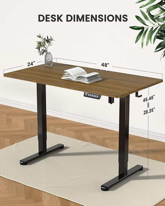 ErGear Height Adjustable Electric Standing Desk, 40 x 24 Inches Sit Stand up Desk, Memory Computer Home Office Desk (Espresso) - LeafyLoom