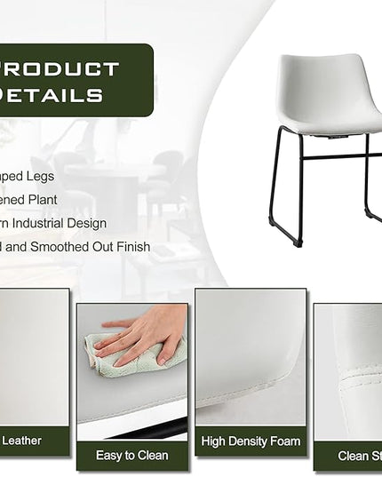 NicBex Retro Side Chair Dining Chair with Metal Legs for Kitchen, Living, Dining Room, Set of 2, (White Color) (A-GE17016-USSU014) - LeafyLoom