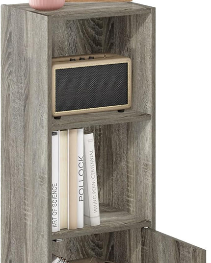 Furinno Luder Shelf Bookcase with 1 Door Storage Cabinet, French Oak - LeafyLoom