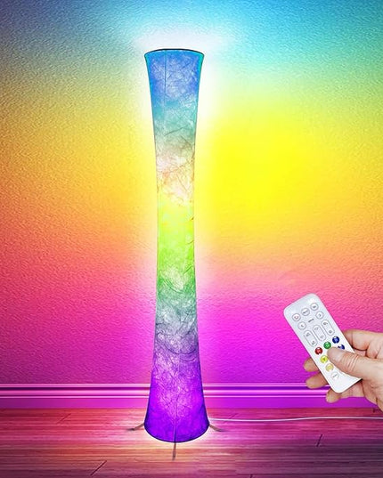 Floor Lamp, RGB Color Changing, Smart Control Music Sync with Fabric Shade, Standing Lamp for Living Room Bedroom Game Room, 62 inch - LeafyLoom