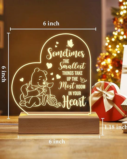 Winnie The Pooh Night Light Acrylic Engraved Night Light with Base, Winnie The Pooh Gifts for Birthday Christmas Graduation Back to School Gift Daughter Son Sister Friends - LeafyLoom