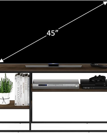 FURINNO Moretti Modern Lifestyle TV Stand, Columbia Walnut - LeafyLoom