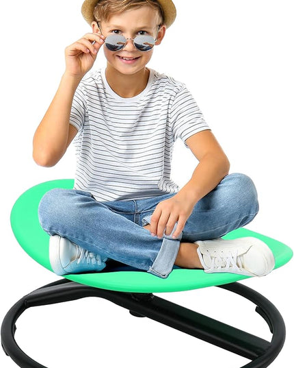 Kids Swivel Chair, Sensory Spin Chair for Autism Kids, Body Coordination Training Chair,Metal Base Non Slip Safer (Green) - LeafyLoom