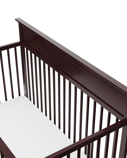 Storkcraft Carmel 5-in-1 Convertible Crib (Espresso) - GREENGUARD Gold Certified, Converts to Toddler Bed & Full-Size Bed, Fits Standard Full-Size Crib Mattress, 4 Adjustable Mattress Heights - LeafyLoom