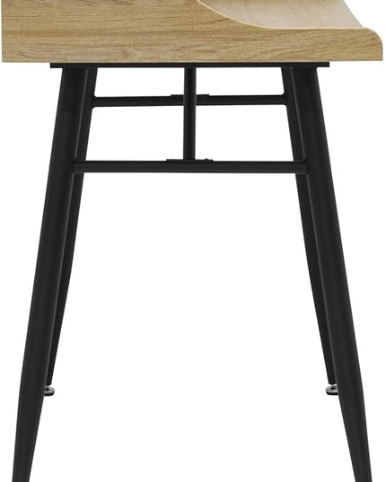Calico Designs 51260 Woodford 45” Wide Modern, Secretary, Writing, Desk with Low Storage Hutch and Black Metal Tapered Legs in Ashwood, Black / Ashwood - LeafyLoom