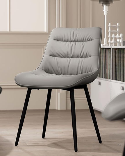 Kidol & Shellder Modern Dining Chairs Set of 2 Kitchen & Dining Room Chairs Upholstered Accent Chair Living Room Chairs Kitchen Chairs Comfy Chair for Bedrooms Waiting Room Home(Gray) - LeafyLoom