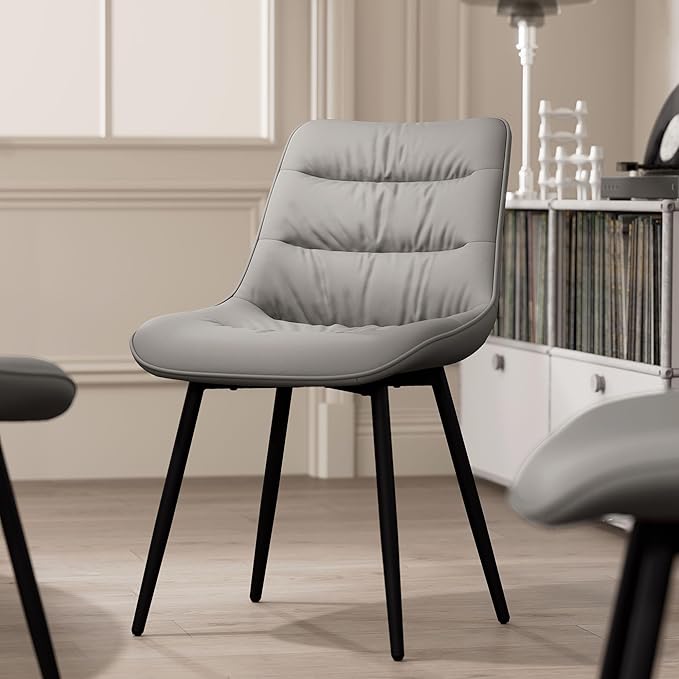 Kidol & Shellder Modern Dining Chairs Set of 2 Kitchen & Dining Room Chairs Upholstered Accent Chair Living Room Chairs Kitchen Chairs Comfy Chair for Bedrooms Waiting Room Home(Gray) - LeafyLoom