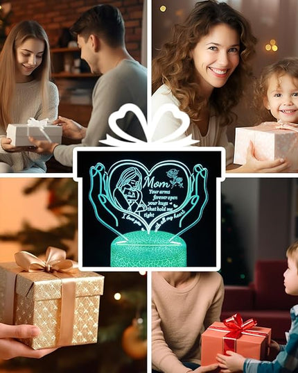 Night Light Gifts for Mom from Daughter Son,3D Illusion Lamp 6 Color Change Decor Lamp with Remote & Smart Touch, Gifts for Mom Birthday Gifts, Mother Gifts - LeafyLoom