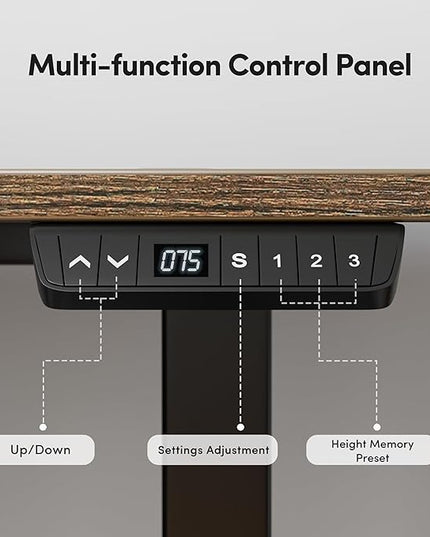 BANTI Electric Standing Desk with Drawer, 55x24 Inches Adjustable Height Sit Stand Up Desk, Home Office Desk Computer Workstation, Vintage Brown - LeafyLoom