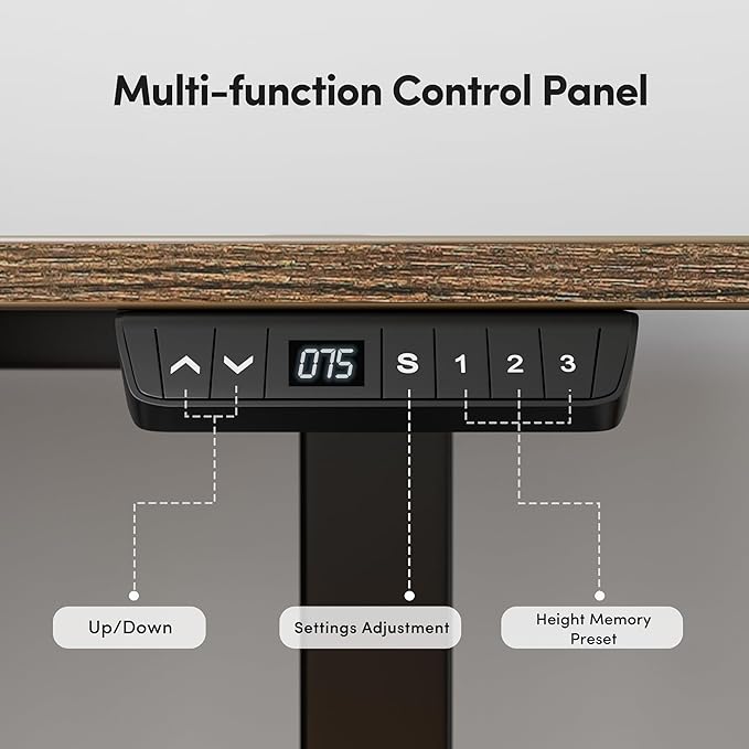BANTI Electric Standing Desk with Drawer, 55x24 Inches Adjustable Height Sit Stand Up Desk, Home Office Desk Computer Workstation, Vintage Brown - LeafyLoom