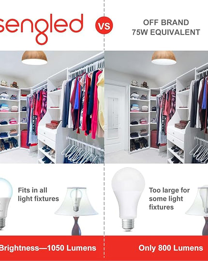 Sengled Alexa Light Bulbs, 75W Equivalent, S1 Auto Pairing with Alexa Devices, Smart Light Bulb that Work with Alexa, Bluetooth Mesh Smart Home Lighting, ‎Daylight 5000K, No Hub Required, 4-Pack Sengled