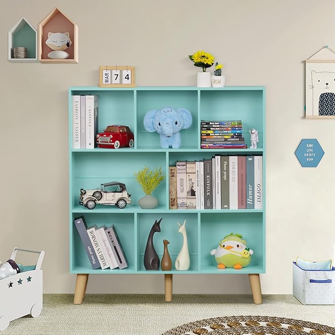 LEYAOYAO Bookshelf,3 Tier Book Shelf with Legs,Pink Modern Bookshelf,Large Freestanding Open Modern Bookshelves,Display Bookcases Decor Furniture for Nursery - LeafyLoom