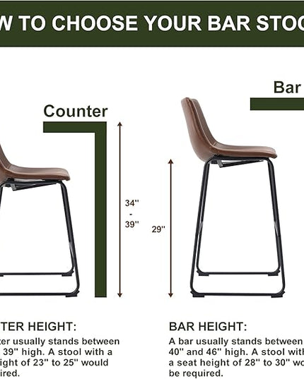 NicBex Retro Bar Stools Crazy-Horse Leather with Metal Legs Barstools, Lounge Kitchen Island Bar Stools, Set of 2, (Walnut Color) (A-GE17021-USSU014) - LeafyLoom