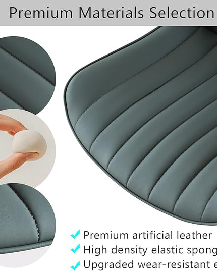 YOUNIKE Armless Office Chair Swivel Desk Chair with Wheels Upholstered Leather Computer Chair Adjustable Task Chair Modern Rolling Chair with Back, Greyish Green - LeafyLoom
