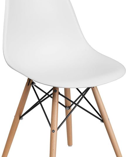 Flash Furniture Elon Series White Plastic Chair with Wooden Legs - LeafyLoom