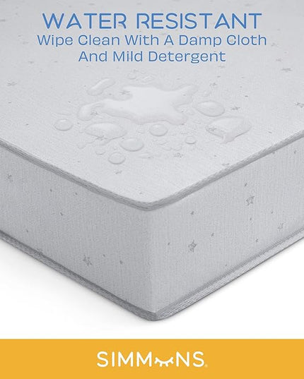 Delta Children Cassie 4-in-1 Convertible Crib with Underdrawer, Lilac + Simmons Kids Silver Nights Dual Sided 2-Stage Baby Crib Mattress (Bundle) - LeafyLoom