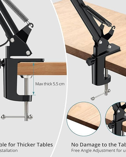 Magnifying Glass with Light, 8X Magnifying Desk Lamp with Clamp 3 Lighting Color Modes,Adjustable Swivel Arm 10 Brightness Levels LED Magnifier Desk Lamp for Reading Repair(Arm Length:29inch) - LeafyLoom