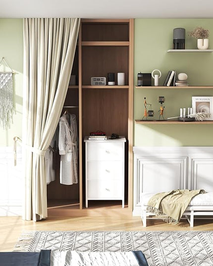BOLUO White Night Stand with Drawers 3 Drawer Dresser for Bedroom, Tall Nightstand for Closet Dorm Modern Bedside Table - LeafyLoom