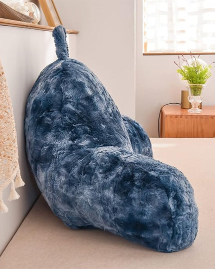 A Nice Night Faux Fur Reading Pillow Bed Wedge Large Adult Children Backrest with Arms Back Support for Sitting Up in Bed/Couch for Bedrest,Tie dyed Navy - LeafyLoom