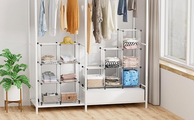 HOMIDEC 20-Cube Transparent Cube Storage Organizer, Modular Storage Shelf with Hammer, Cube Storage Bin Cabinet Closet Bookshelf for Living Room, Bedroom, Office, Each Cube Size 11.8 x 11.8 inch - LeafyLoom