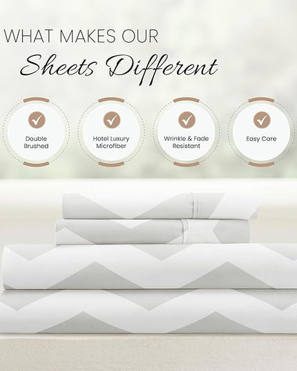 Linen Market 4 Piece Queen Bedding Sheet Set (Gray Arrow) - Sleep Better Than Ever with These Ultra-Soft & Cooling Bed Sheets for Your Queen Size Bed - Deep Pocket Fits 16" Mattress - LeafyLoom