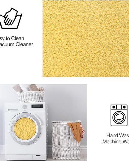 Area Rugs for Bedroom Living Room, 5x8 Yellow Super Soft Comfy Thickened Memory-Foam Indoor Carpets, Modern Aesthetic Minimalist Carpet for Boys Girls Adults Apartment Nursery Home Décor - LeafyLoom