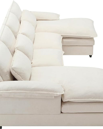 Symmetrical U Shaped Modular Sectional Sofa Cloud Couch, 6 Seater Oversized Convertible Sleeper Couch with Double Chaise & Memory Foam, Deep Seat Corner Sofa&Couches for Living Room Office - LeafyLoom