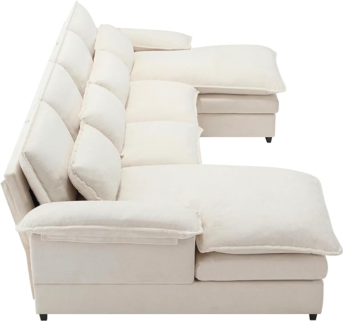 Symmetrical U Shaped Modular Sectional Sofa Cloud Couch, 6 Seater Oversized Convertible Sleeper Couch with Double Chaise & Memory Foam, Deep Seat Corner Sofa&Couches for Living Room Office - LeafyLoom