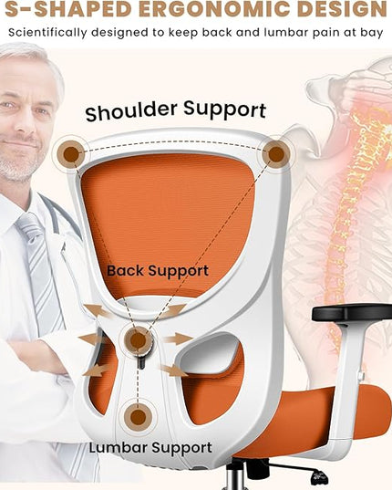 Office Chair Ergonomic Desk Chair with Adjustable Lumbar Support, Swivel Comfy Computer Chair Heavy Duty Executive Chair for Home Office - LeafyLoom