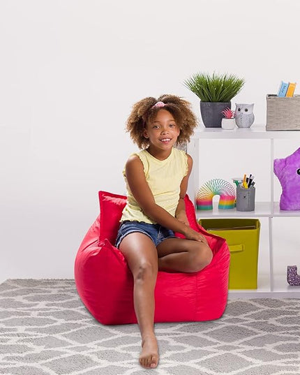 Posh Creations Bean Bag Chair Structured Comfy Seat Use for Gaming, Reading and Watching TV, Newport, Red - LeafyLoom