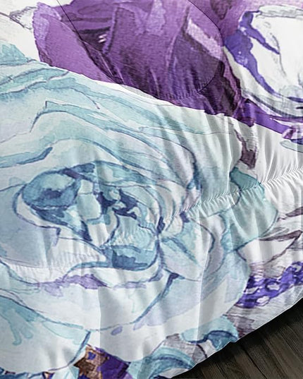 Kid Sunflower Horse Comforter Set 3Pcs Rose Butterfly Retro Horse Bedding Set for Boys Girls Adult, 1 Comforter + 2 Pillowcases - LeafyLoom