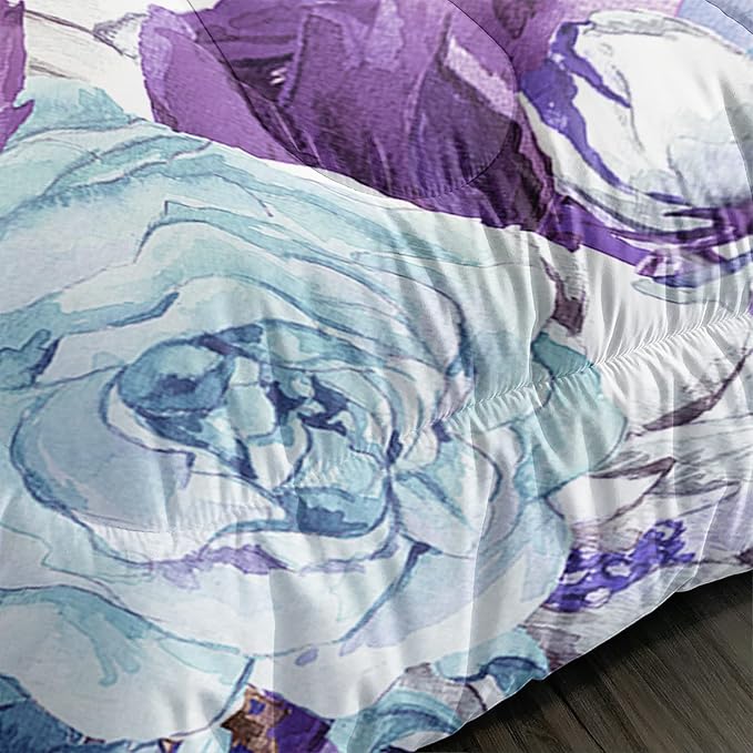 Kid Sunflower Horse Comforter Set 3Pcs Rose Butterfly Retro Horse Bedding Set for Boys Girls Adult, 1 Comforter + 2 Pillowcases - LeafyLoom